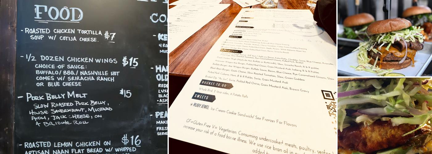bird & rye Menu