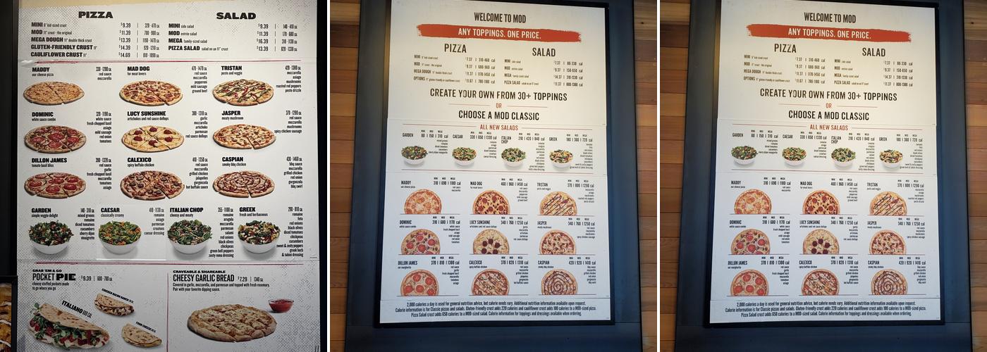 MOD Pizza Menu