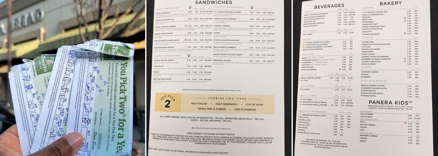 Panera Bread Menu
