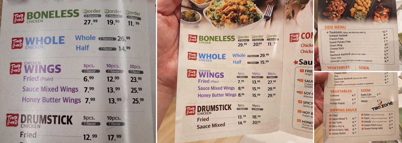 Twozone Chicken - LA Menu