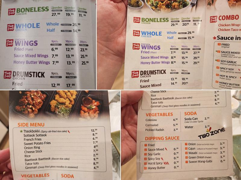 Twozone Chicken - LA Menu