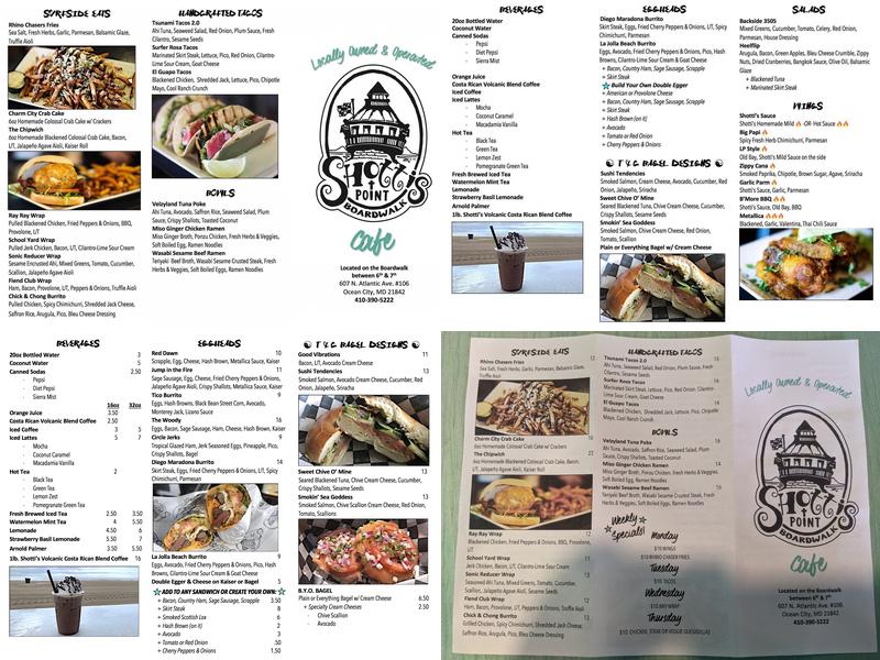 Shotti's Point Cafe Menu