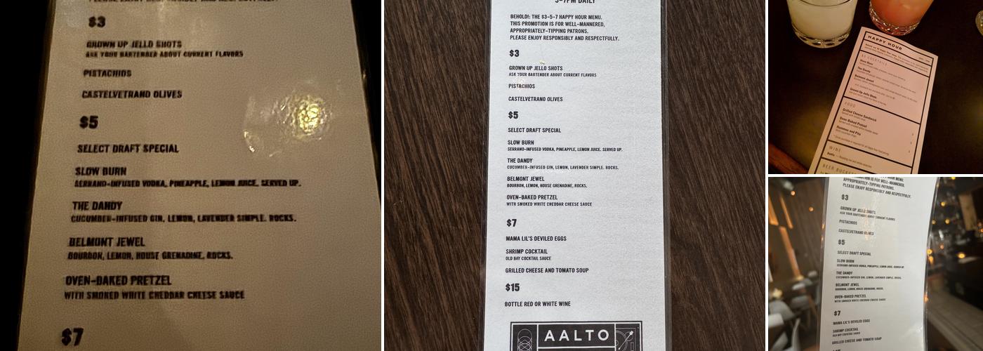 Aalto Lounge Menu