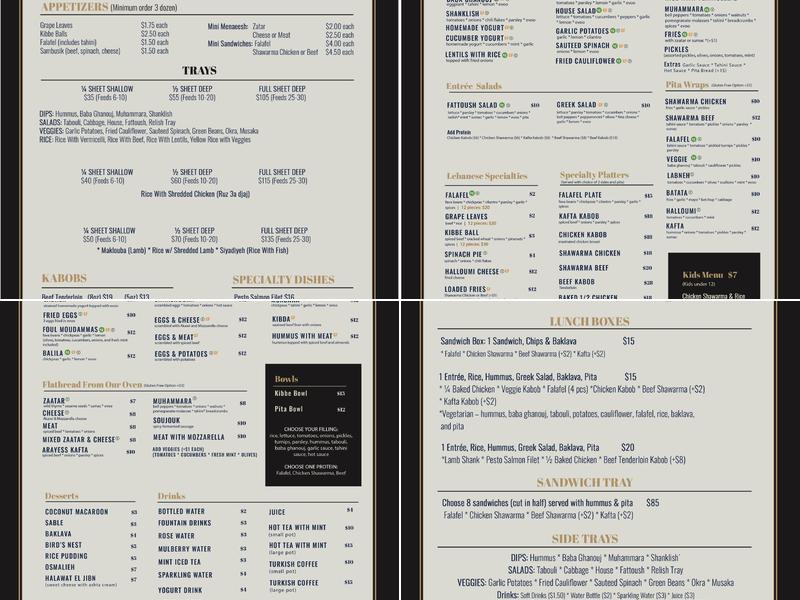 Abdallah's Menu