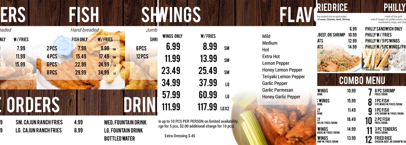 A Town Wings Menu