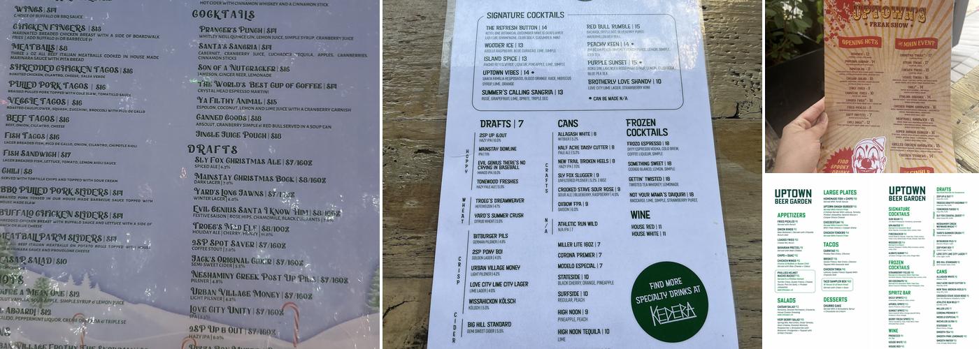 Uptown Beer Garden Menu