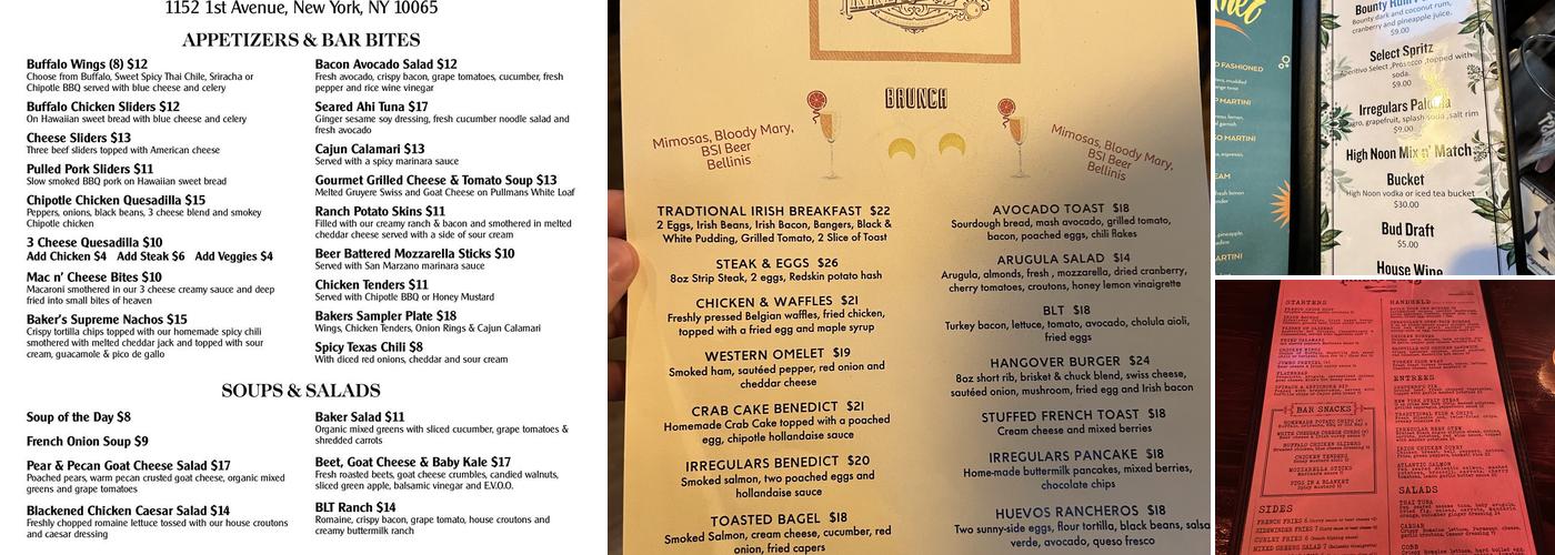 Baker Street Irregulars Menu