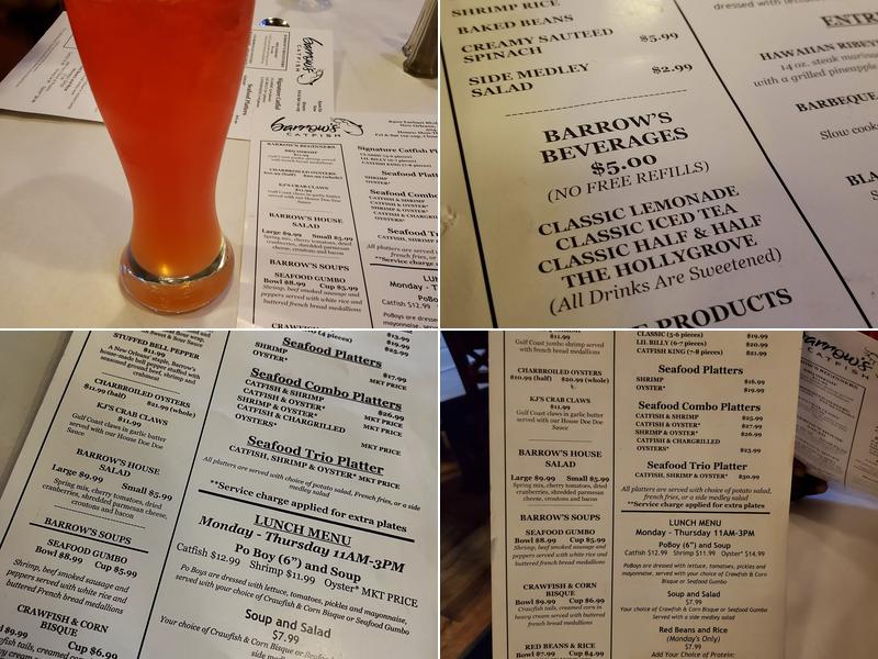 Barrow’s Catfish - Earhart Menu