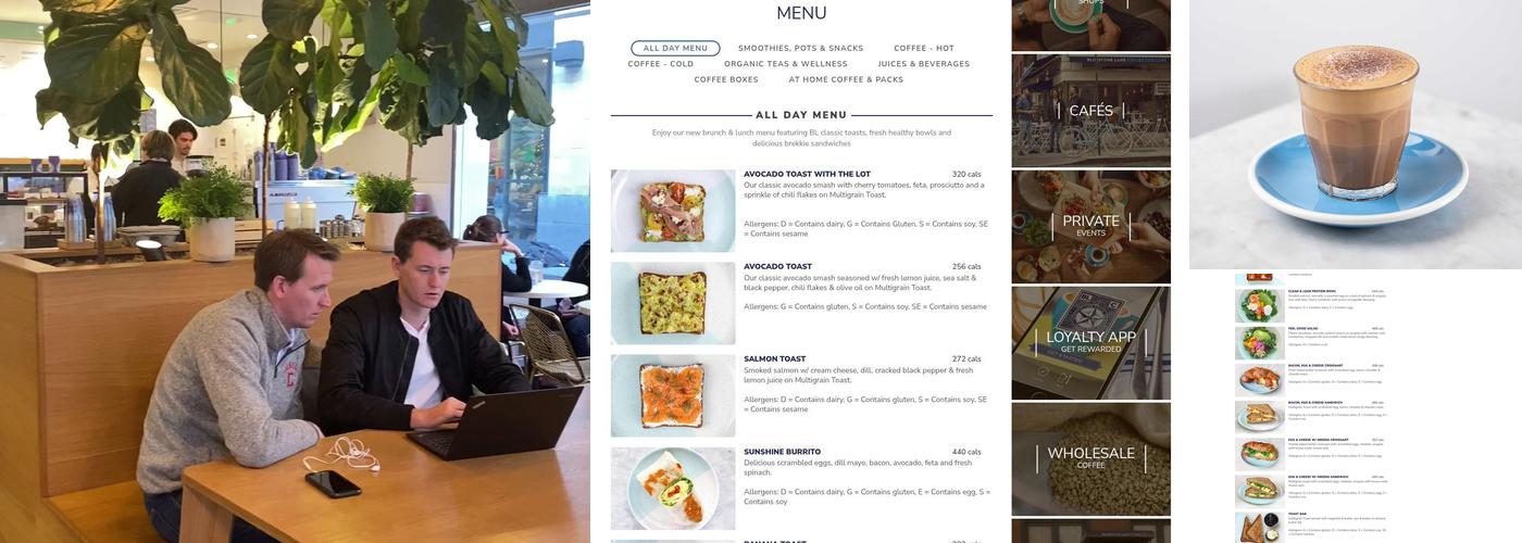 Bluestone Lane Front Street Coffee Shop Menu