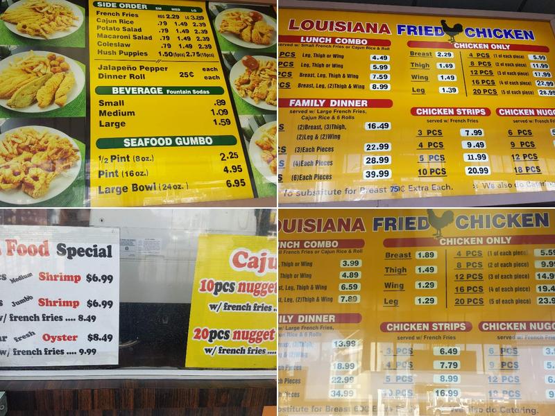 Louisiana Fried Chicken & Fish Menu