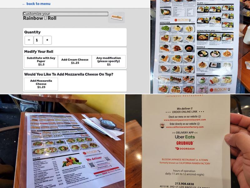 California Ramen Factory Menu