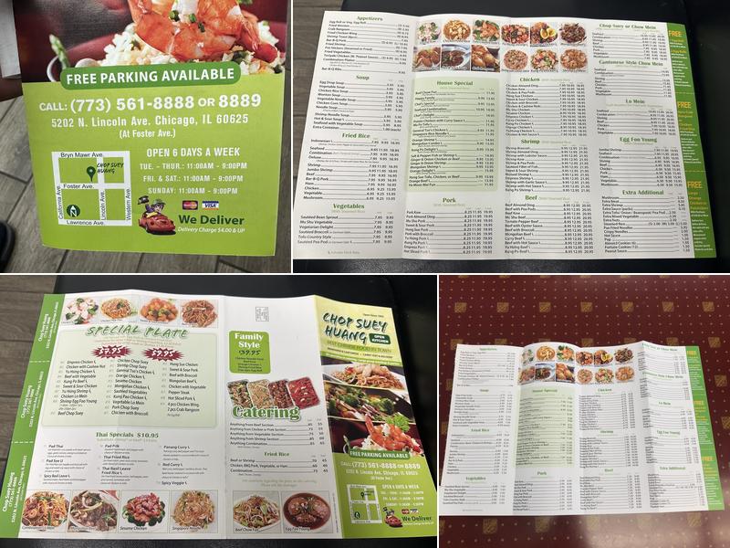 Chop Suey Huang Menu