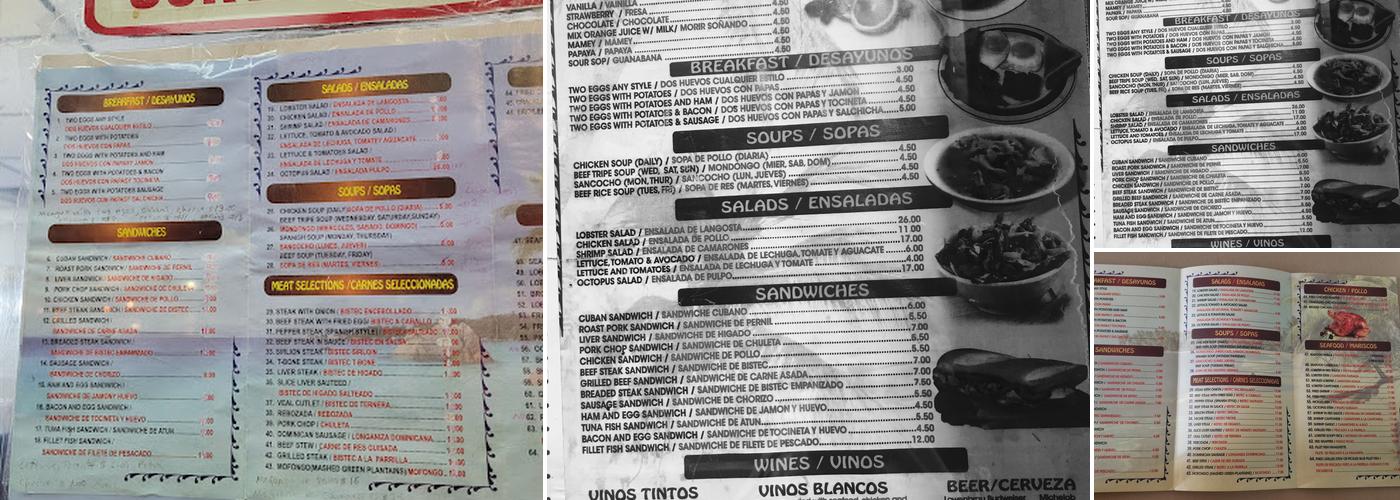 Cibao Menu