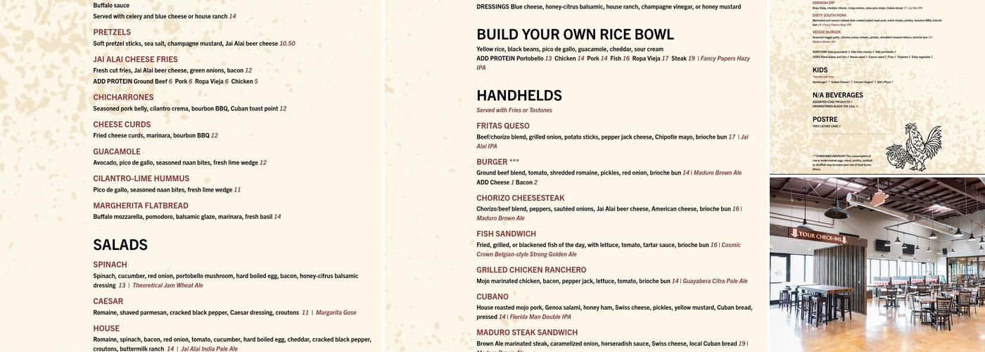 Cigar City Brewing Spruce Street Brewery & Taproom Menu