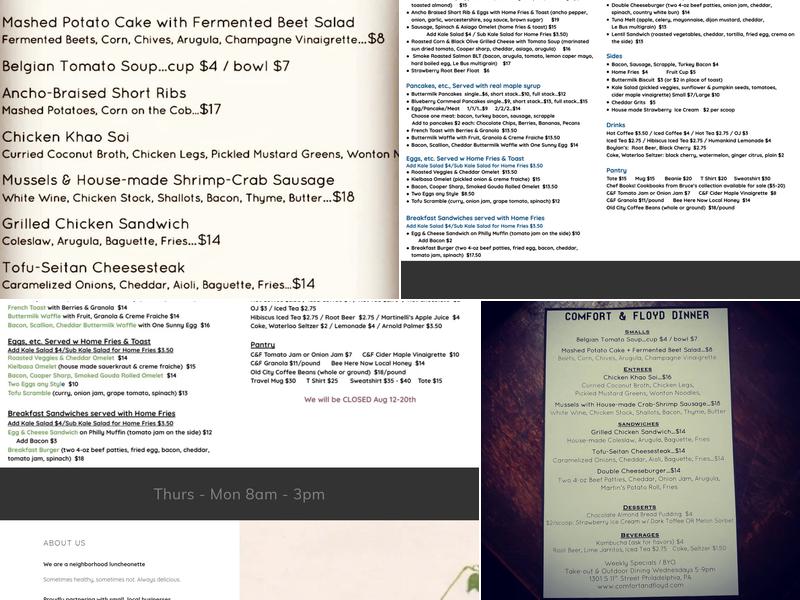 Comfort & Floyd Menu