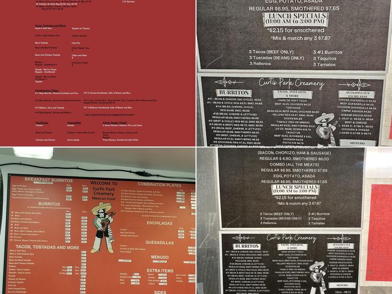 Curtis Park Creamery Menu