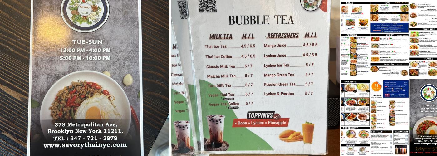 Savory Thai Menu