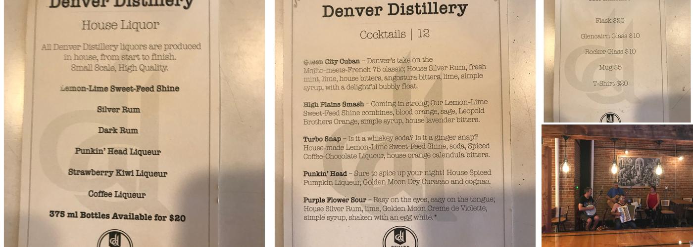 Denver Distillery Menu