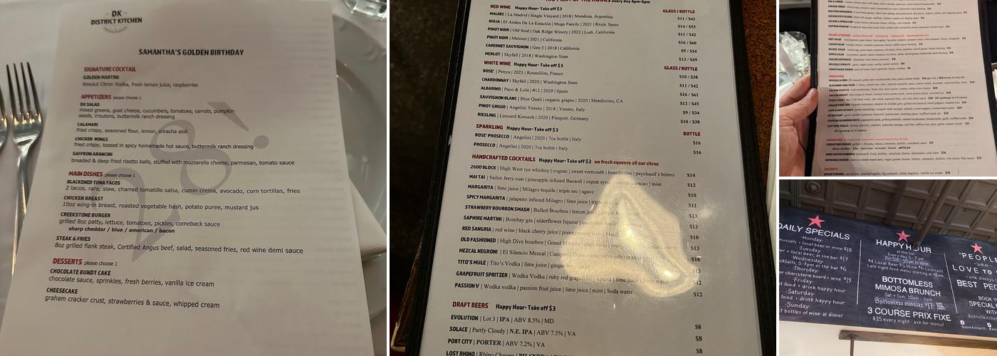 District Kitchen Menu