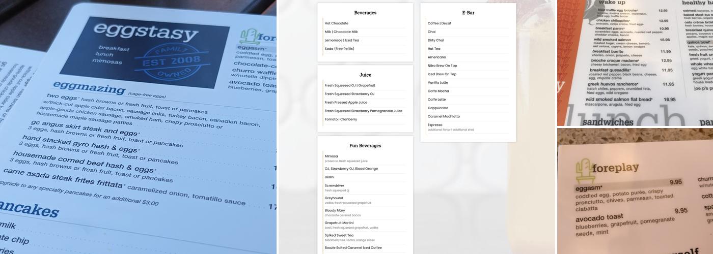 EGGstasy Menu