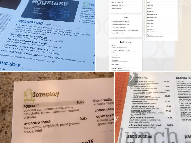 EGGstasy Menu