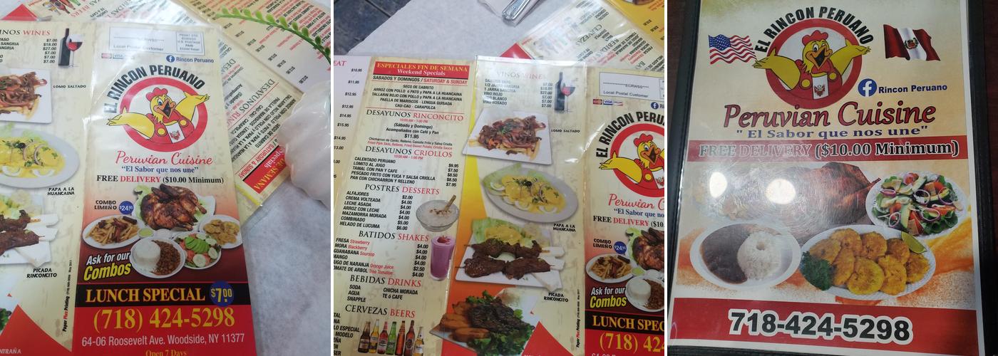 El Rincon Peruano Menu