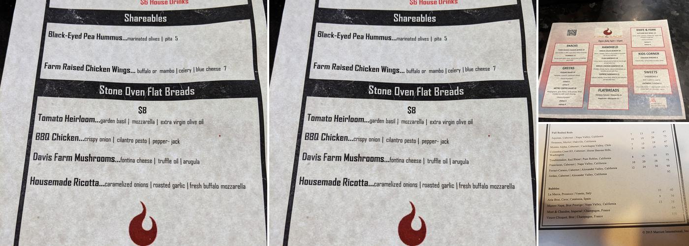 Fire and Sage Menu