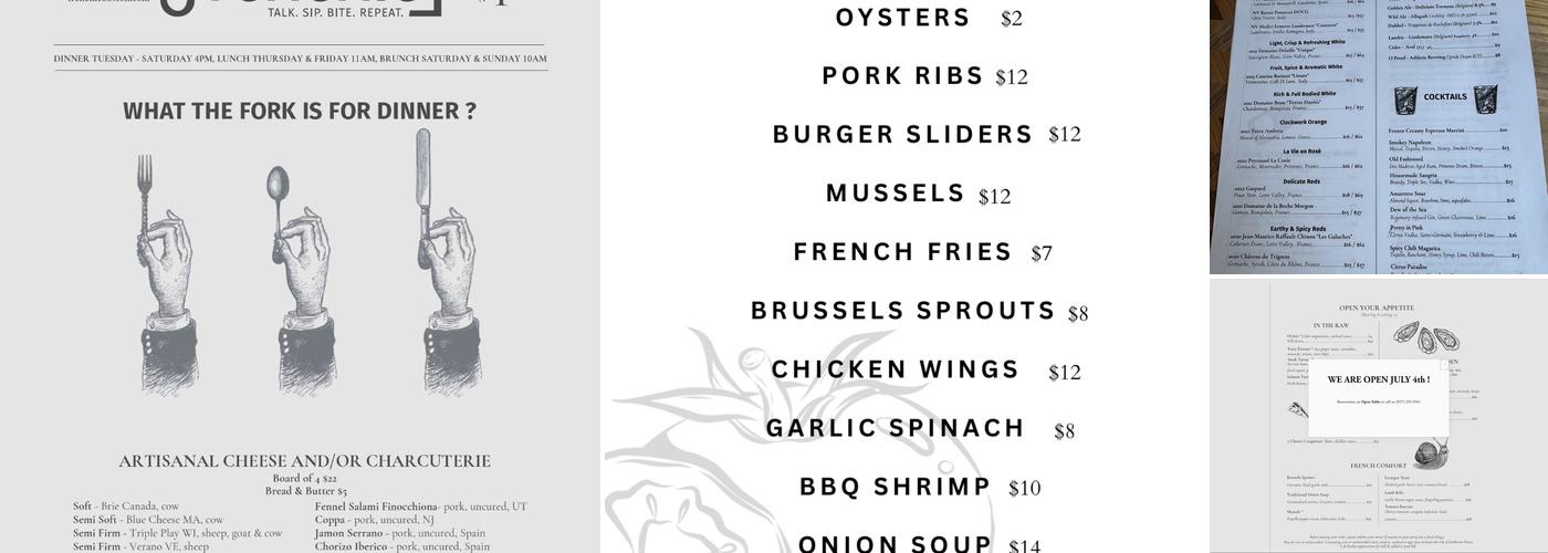 Frenchie Wine Bistro Menu