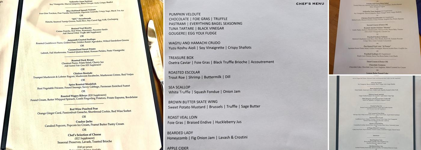 Gravitas Menu