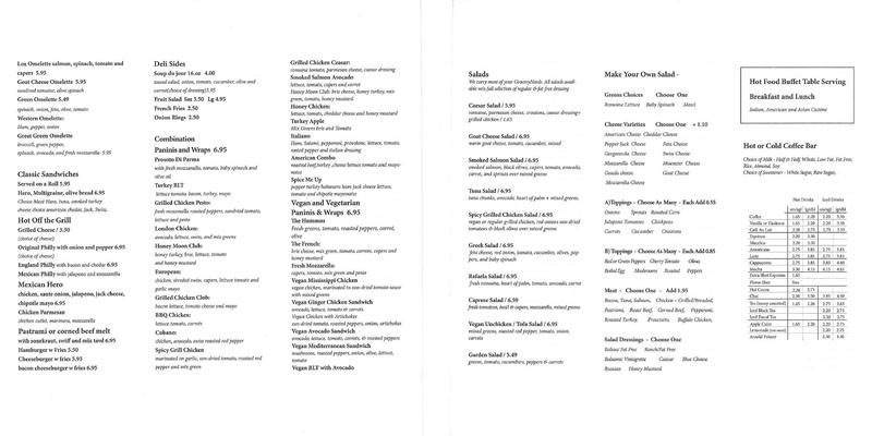 Green Star Foods Menu