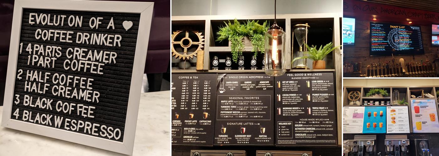 Gregorys Coffee Menu