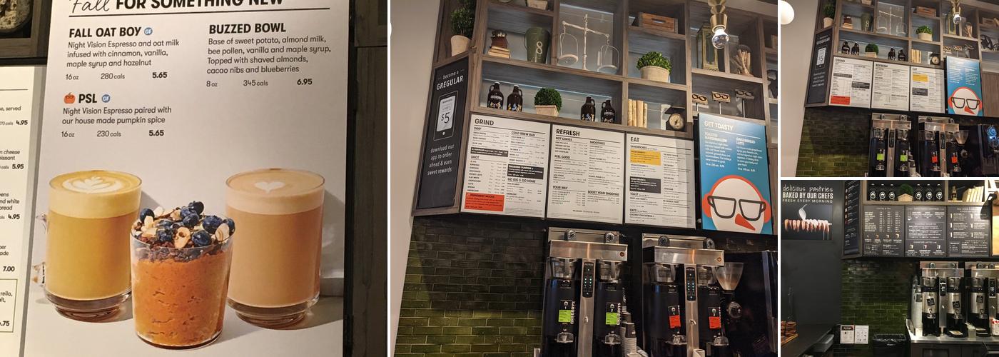 Gregorys Coffee Menu