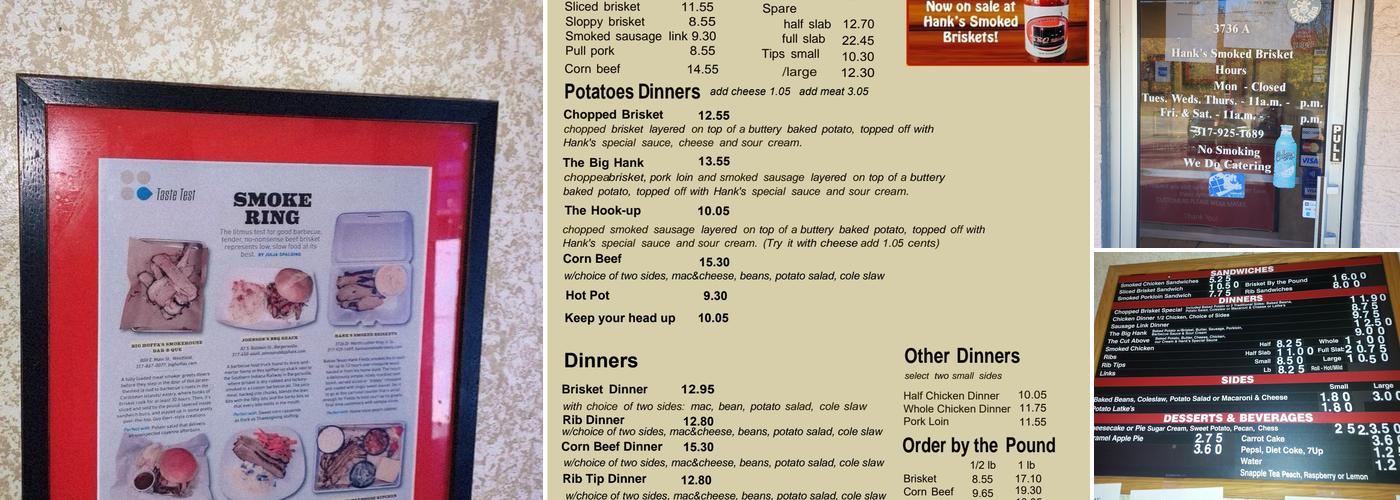 Hank's Smoked Briskets Menu