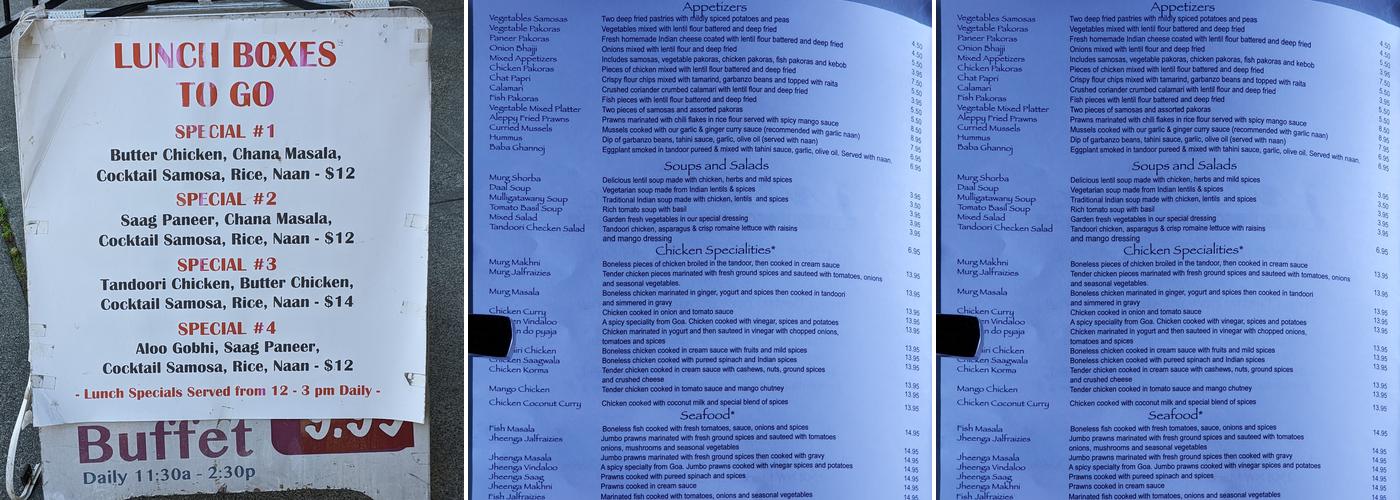 India Bistro Menu