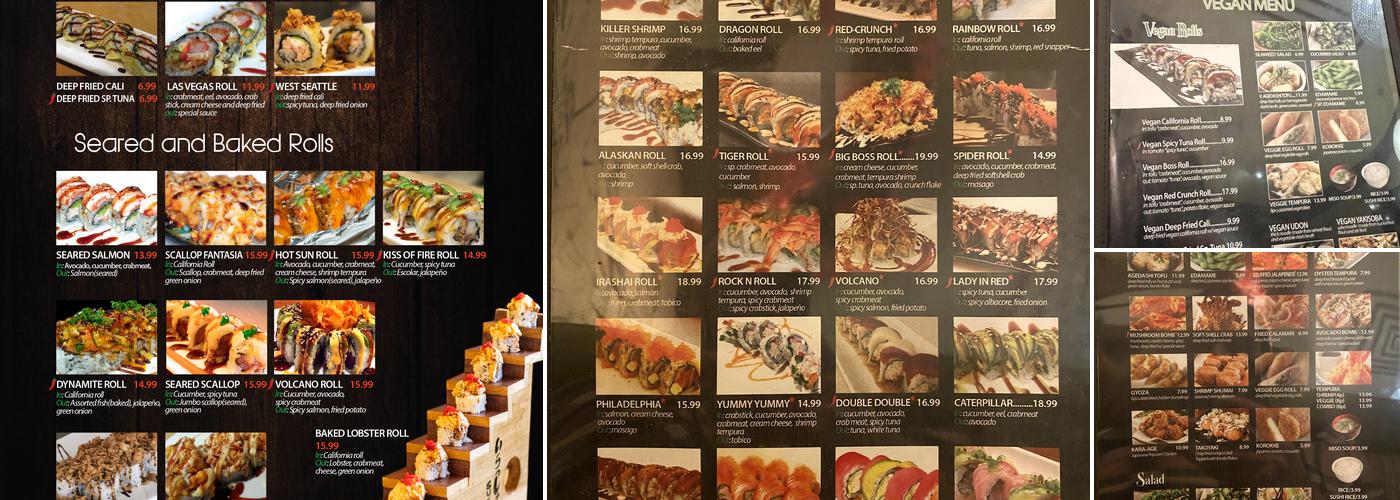 Irashai Sushi Menu