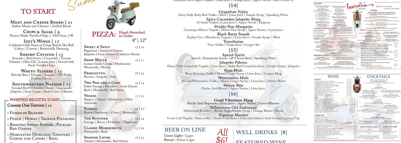 Isabella's Kitchen Menu