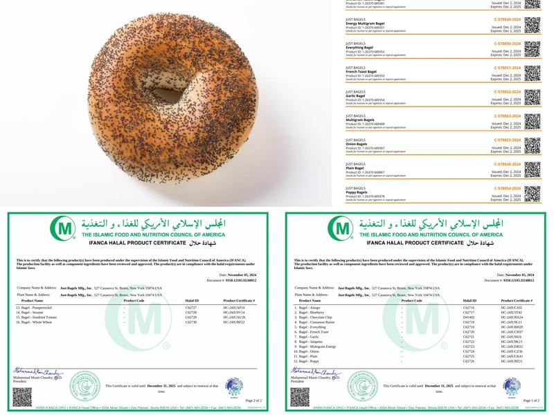 Just Bagels Mfg, Inc Menu