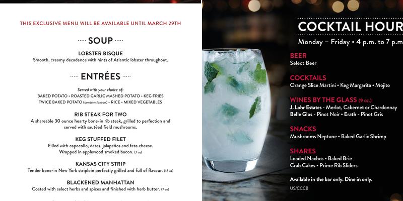 The Keg Steakhouse + Bar - Factoria Menu