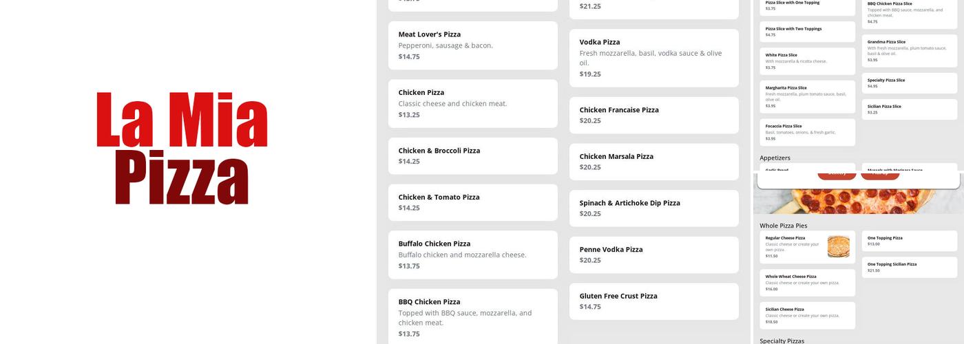 La Mia Pizza Menu