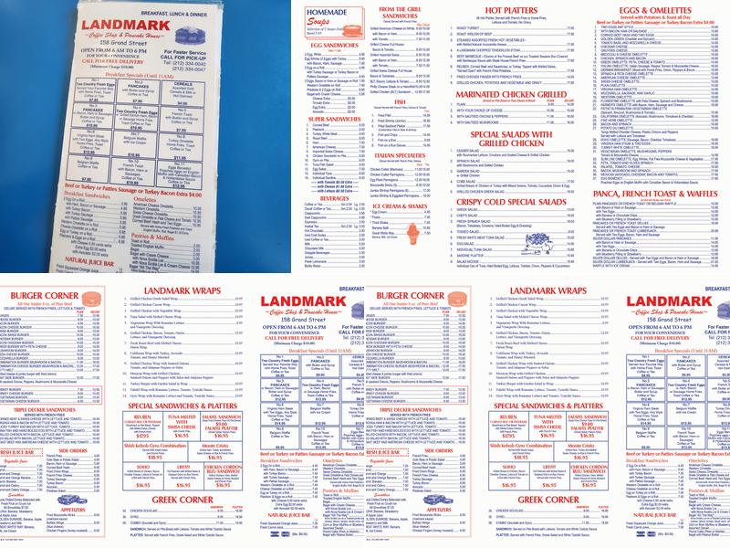 Landmark Coffee Shop Menu