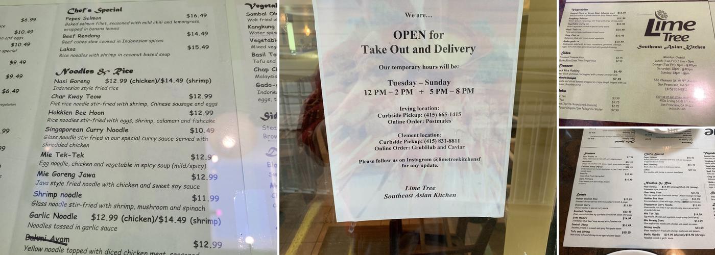 Lime Tree Menu