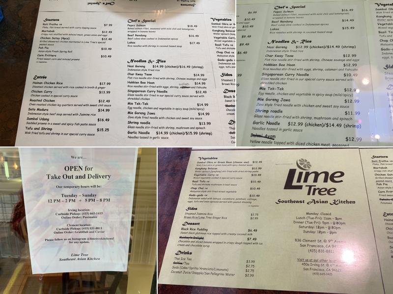 Lime Tree Menu