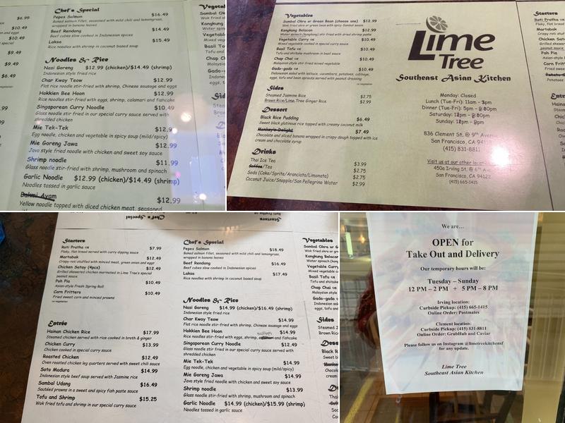 Lime Tree Menu