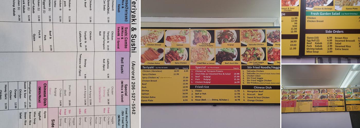 Manna Deli Teriyaki Menu
