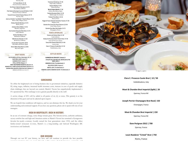 Martin's Tavern Menu