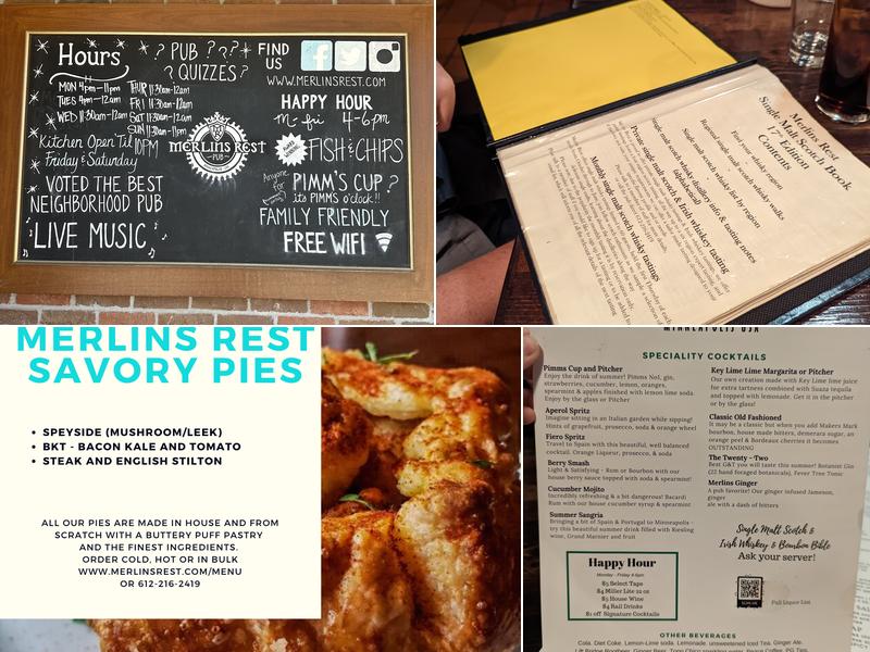 Merlins Rest Pub Menu