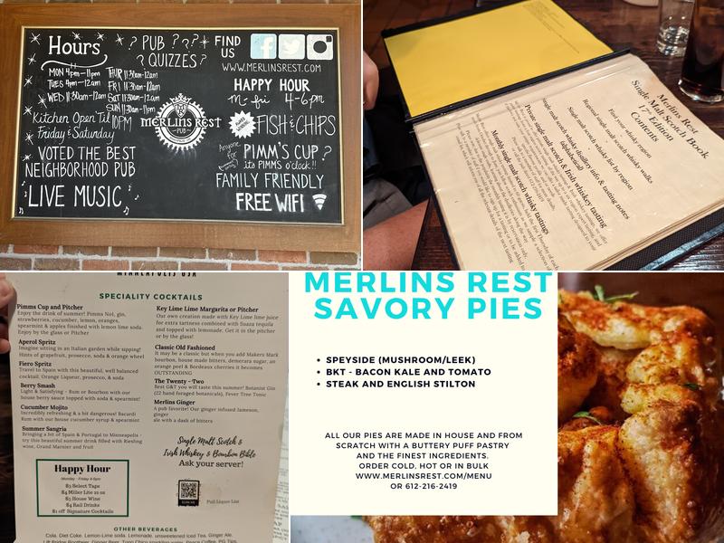 Merlins Rest Pub Menu