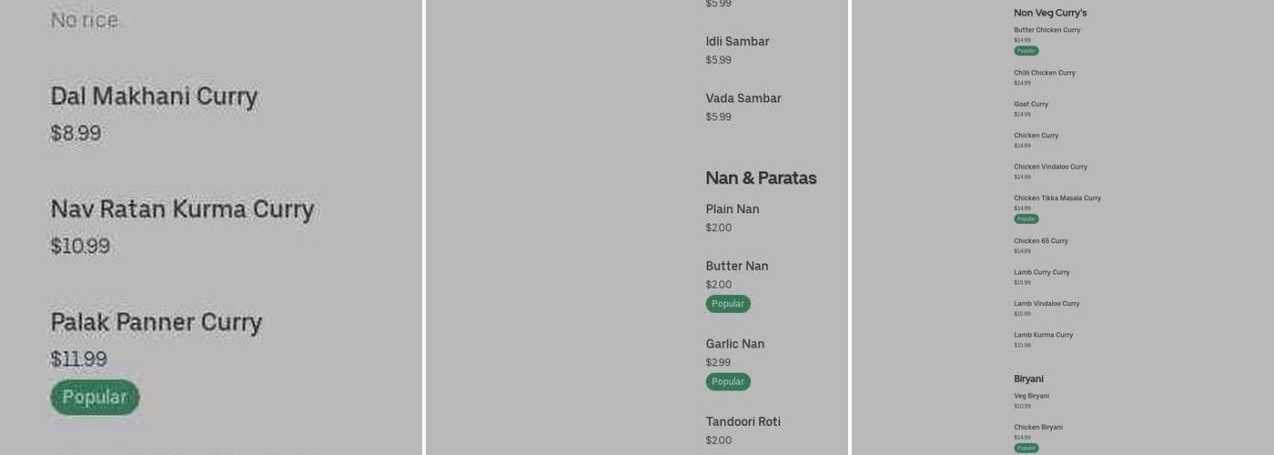 Minerva Express Menu