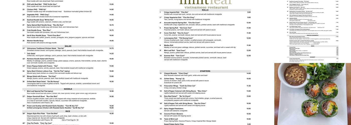 Mint Leaf Menu
