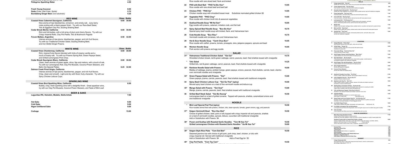 Mint Leaf Menu